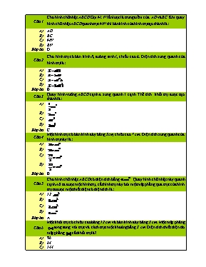 30 câu hỏi trắc nghiệm Hình học 12 (Kèm đáp án)